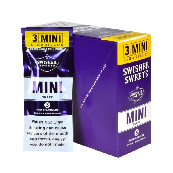 DSC_8216 (1) Swisher Sweets Grape Mini Cigarillos 15 Pouches of 3